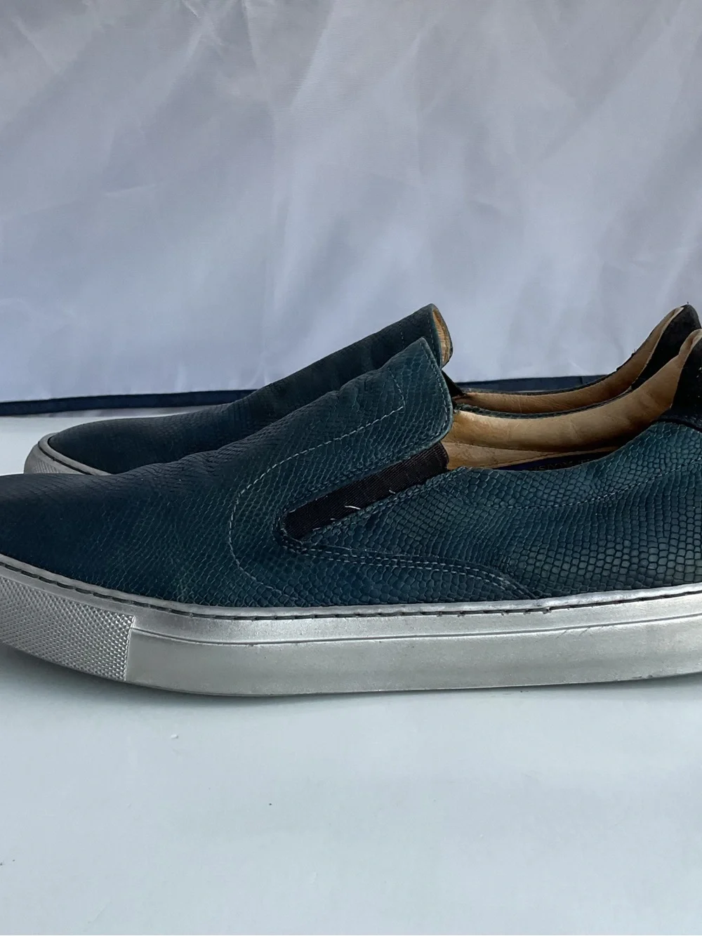 Robert Graham ROLO 2 Blue Snake Embossed Leather Silver Sole Shoes Men’s Sz 10.5